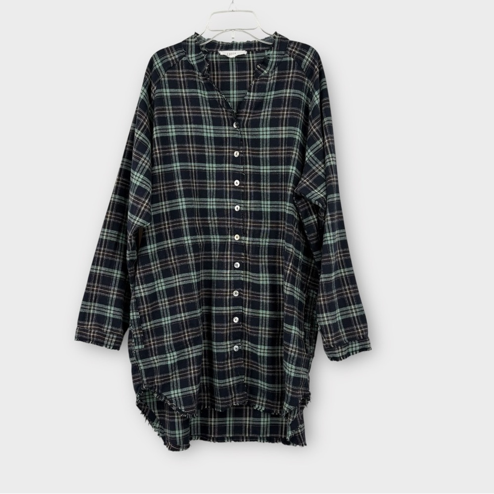 Lucca Flannel Shirt Dress in Blue Plaid Women’s Size L - Picture 3 of 7